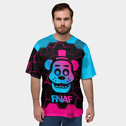 Футболка оверсайз мужская FNAF мишка - neon gradient, цвет: 3D-принт — фото 2
