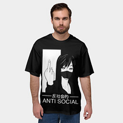 Футболка оверсайз мужская Антисоциальная девушка, цвет: 3D-принт — фото 2
