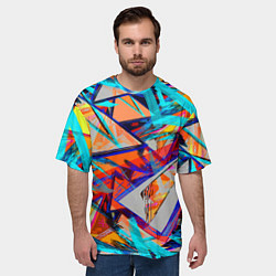 Футболка оверсайз мужская Яркий неоновый абстрактный узор, цвет: 3D-принт — фото 2