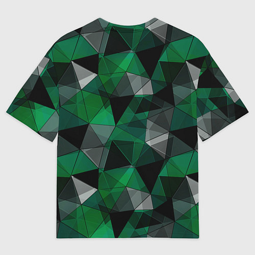 Мужская футболка оверсайз Зеленый, серый и черный геометрический / 3D-принт – фото 2