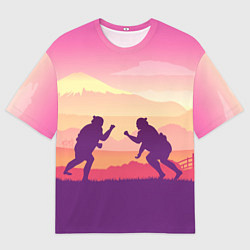 Футболка оверсайз мужская Сумо поединок на рассвете, цвет: 3D-принт