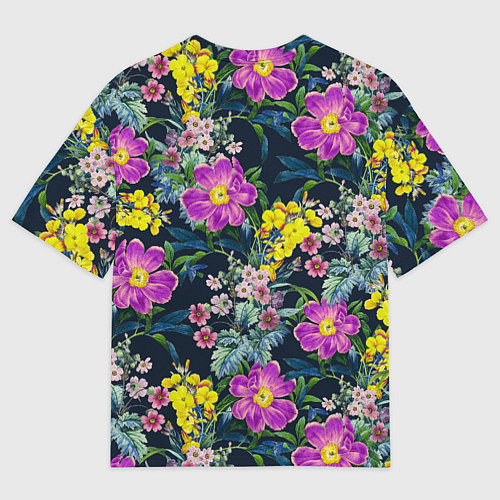 Мужская футболка оверсайз Цветы Фиолетовые Пионы / 3D-принт – фото 2