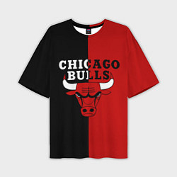 Футболка оверсайз мужская Чикаго Буллз black & red, цвет: 3D-принт