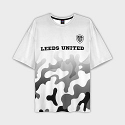 Футболка оверсайз мужская Leeds United sport на светлом фоне: символ сверху, цвет: 3D-принт