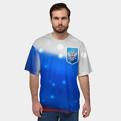 Футболка оверсайз мужская Герб России Blue, цвет: 3D-принт — фото 2