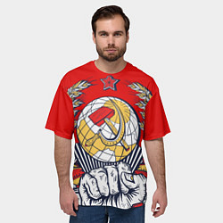 Футболка оверсайз мужская СССР серп и молот герб, цвет: 3D-принт — фото 2