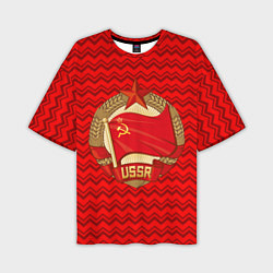Футболка оверсайз мужская Флаг СССР серп и молот, цвет: 3D-принт