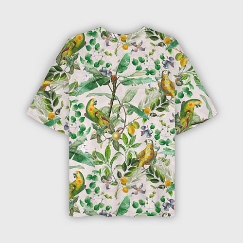 Мужская футболка оверсайз Желтые Попугаи С Цветами / 3D-принт – фото 2
