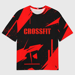 Мужская футболка оверсайз Кроссфит - красная абстракция