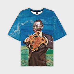 Мужская футболка оверсайз Ван Гог портрет с Подсолнухами