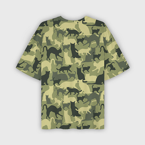Мужская футболка оверсайз Кошачий камуфляж в зеленой гамме / 3D-принт – фото 2