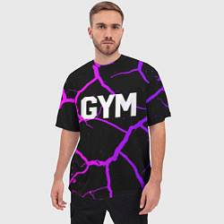 Футболка оверсайз мужская Gym - Трещины неоновые, цвет: 3D-принт — фото 2