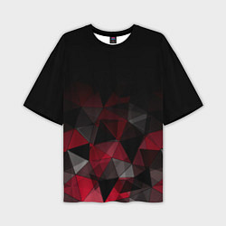 Мужская футболка оверсайз Черно-красный геометрический