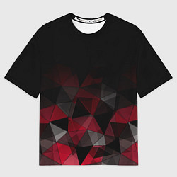 Мужская футболка оверсайз Черно-красный геометрический