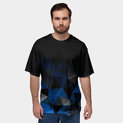 Футболка оверсайз мужская Черно-синий геометрический, цвет: 3D-принт — фото 2