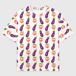 Футболка оверсайз мужская Баклажаны и персики паттерн, цвет: 3D-принт