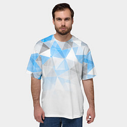 Футболка оверсайз мужская Исчезающие серо-голубые полигоны, цвет: 3D-принт — фото 2