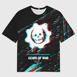 Футболка оверсайз мужская Gears of War в стиле glitch и баги графики на темн, цвет: 3D-принт
