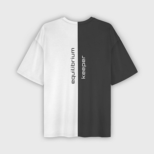 Мужская футболка оверсайз Equilibrium keeper хранитель равновесия с чёрно-бе / 3D-принт – фото 2