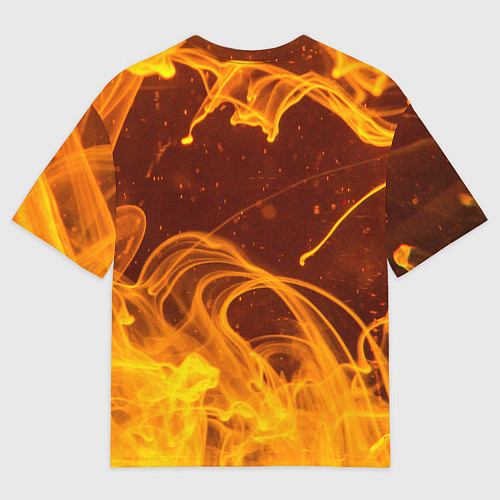 Мужская футболка оверсайз Абстрактные языки пламени из красок / 3D-принт – фото 2