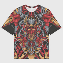 Мужская футболка оверсайз Голова красного робота