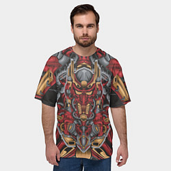 Футболка оверсайз мужская Голова красного робота, цвет: 3D-принт — фото 2