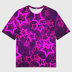Мужская футболка оверсайз Purple stars