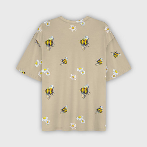 Мужская футболка оверсайз Цветы Ромашки и Пчёлы / 3D-принт – фото 2