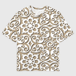 Мужская футболка оверсайз Цветочный кружевной орнамент