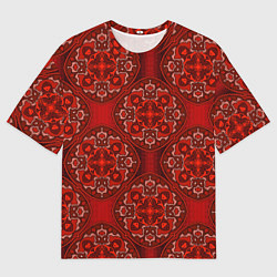 Мужская футболка оверсайз Красные абстрактные круглые узоры