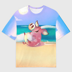 Футболка оверсайз мужская Свинка на пляже хохочет, цвет: 3D-принт