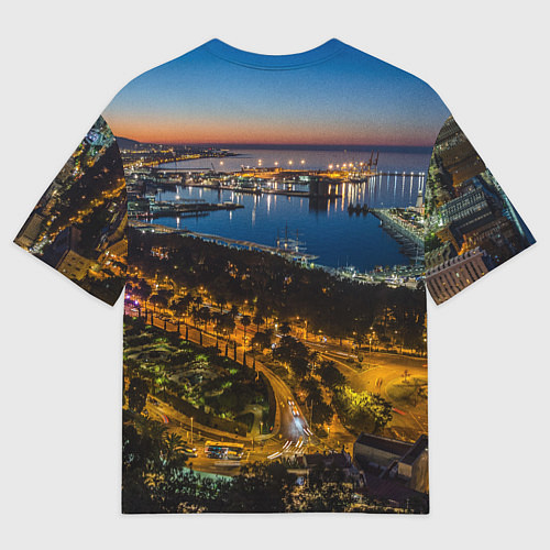 Мужская футболка оверсайз Ночной город с высоты / 3D-принт – фото 2
