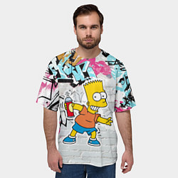 Футболка оверсайз мужская Барт Симпсон на фоне стены с граффити, цвет: 3D-принт — фото 2