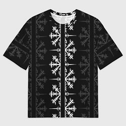 Футболка оверсайз мужская Скандинавский компас Вегвизир, цвет: 3D-принт