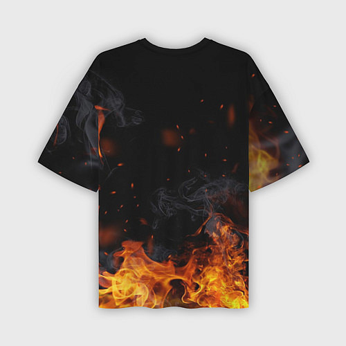 Мужская футболка оверсайз Огнедышащий дракон и пламя / 3D-принт – фото 2