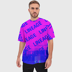 Футболка оверсайз мужская Lineage glitch text effect: паттерн, цвет: 3D-принт — фото 2