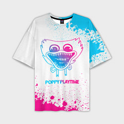 Мужская футболка оверсайз Poppy Playtime neon gradient style