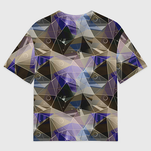 Мужская футболка оверсайз Полигональный абстрактный: бежевый, коричневый, си / 3D-принт – фото 2