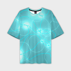 Мужская футболка оверсайз Голубая неоновая абстрактная геометрия