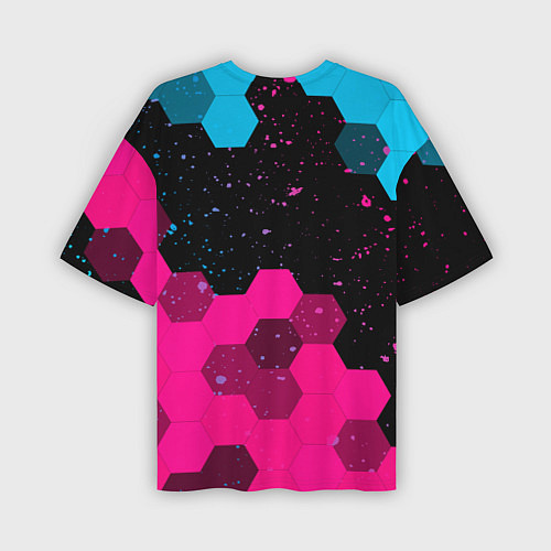 Мужская футболка оверсайз Apex Legends - neon gradient: символ сверху / 3D-принт – фото 2