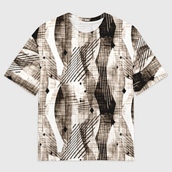 Футболка оверсайз мужская Абстрактный гранжевый коричнево-бежевый, цвет: 3D-принт