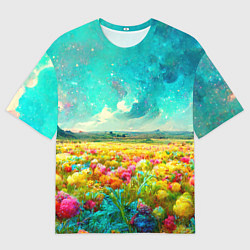 Футболка оверсайз мужская Бесконечное поле цветов, цвет: 3D-принт