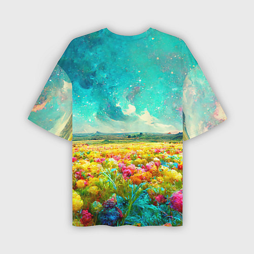 Мужская футболка оверсайз Бесконечное поле цветов / 3D-принт – фото 2
