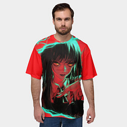 Футболка оверсайз мужская Chainsaw-man : Аса Митака, цвет: 3D-принт — фото 2