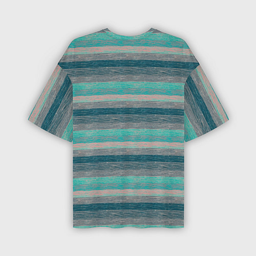 Мужская футболка оверсайз Серые, зеленые полосы с текстурой дерева / 3D-принт – фото 2
