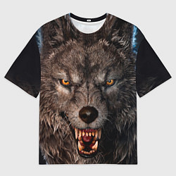 Футболка оверсайз мужская Морда злого волка, цвет: 3D-принт