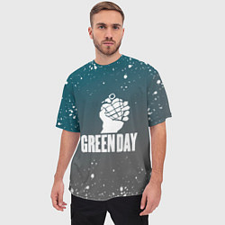 Футболка оверсайз мужская Green day - брызги, цвет: 3D-принт — фото 2