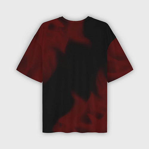 Мужская футболка оверсайз Символ Valorant и краска вокруг на темном фоне / 3D-принт – фото 2