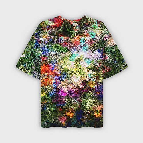 Мужская футболка оверсайз Цветы на черепах / 3D-принт – фото 2