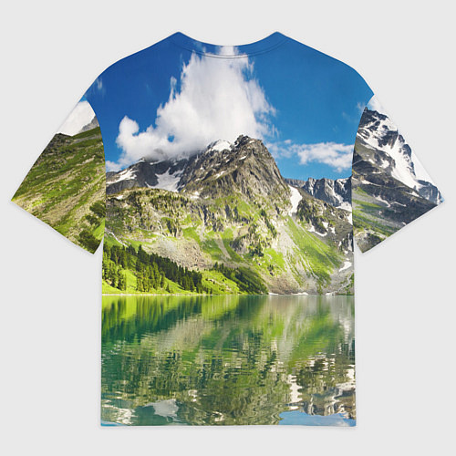 Мужская футболка оверсайз Живописное горное озеро / 3D-принт – фото 2